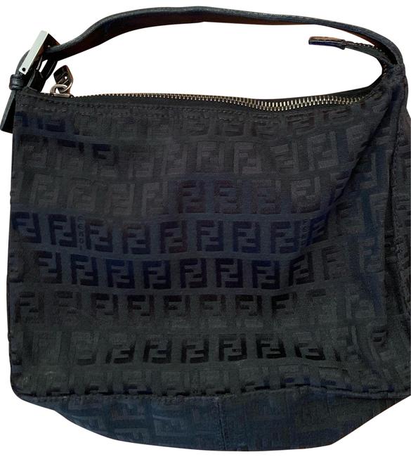 Fendi Monogram Black Cloth Baguette 