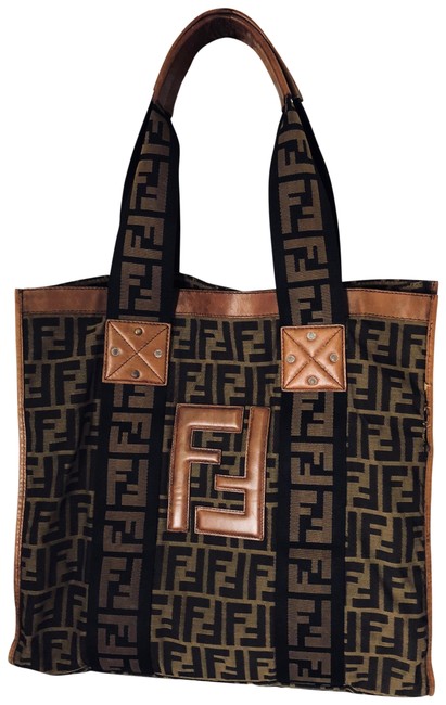 Fendi Monogram Brown &amp; Black Canvas Tote 