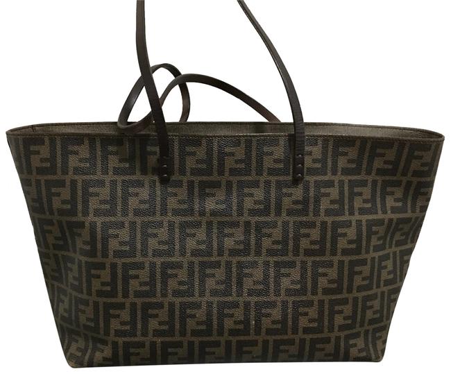 Fendi Monogram Brown Leather Tote 