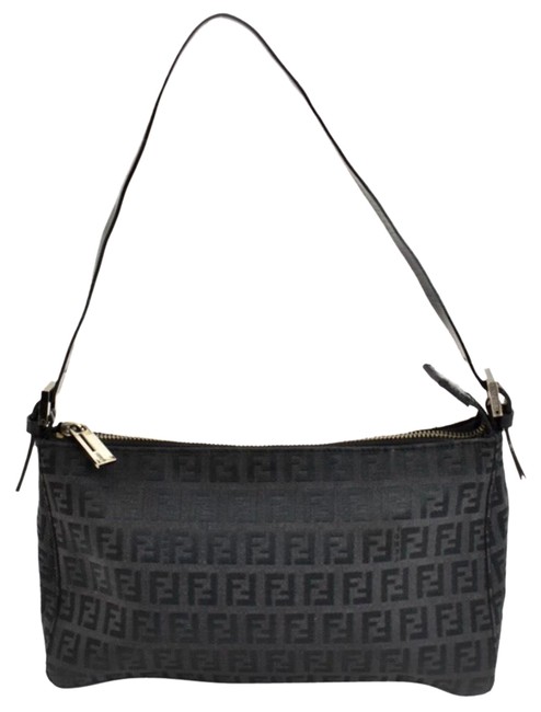 Fendi Monogram Canvas Black Baguette 