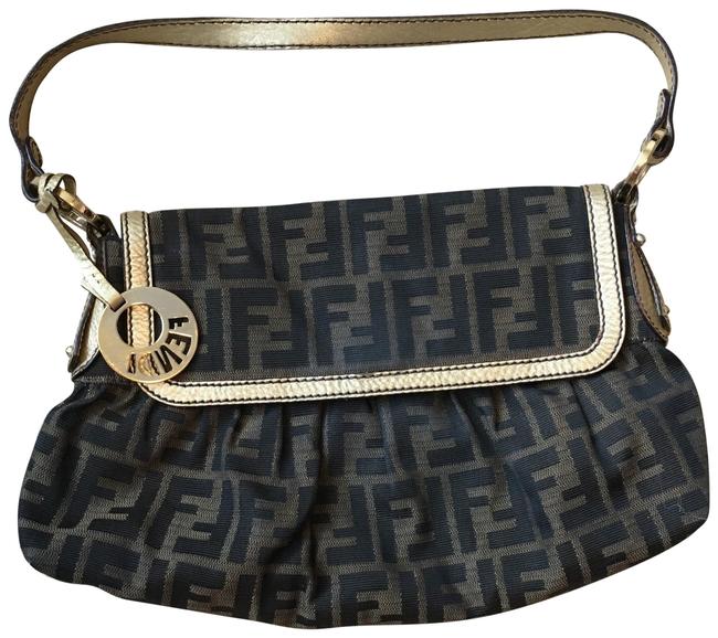 Fendi Monogram Chef Zucca Medium Brown Gold Canvas Shoulder Bag 