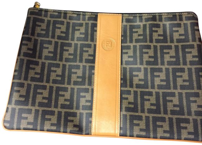 Fendi Clutch Monogram Leather Laptop Bag 