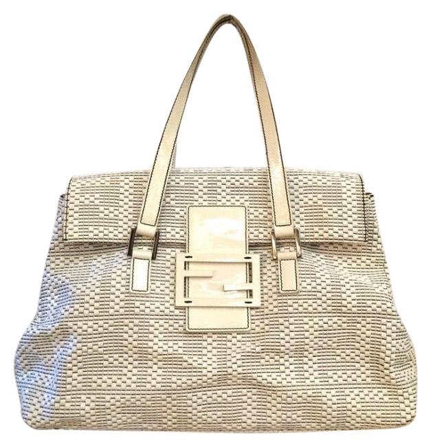 Fendi Monogram Cream Leather Tote 