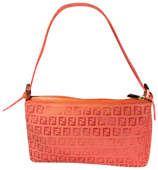 Fendi Monogram Deep Semitracolla Red Canvas Baguette 
