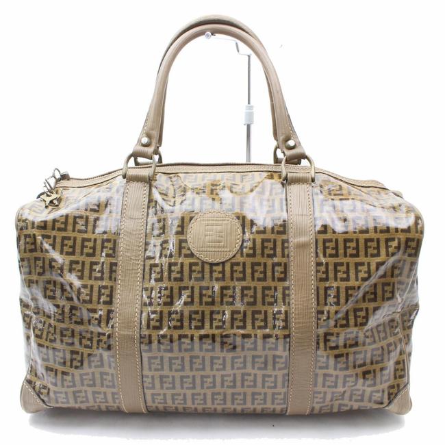 Fendi Duffle Monogram Ff Logo Boston 868918 Brown Vinyl WeekendTravel Bag 