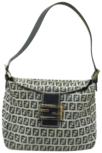 Fendi Hobo Monogram Ff Mama 227991 Navy Coated Canvas Shoulder Bag 