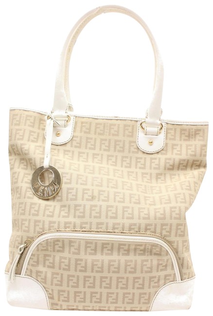 Fendi Monogram Ff Shopper 868371 White Canvas Tote 