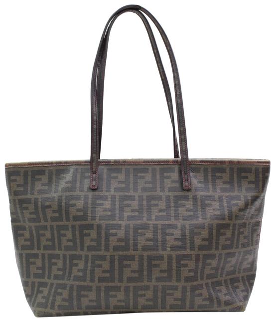 Fendi Monogram Ff Zucca Roll 867240 Brown Coated Canvas Tote 