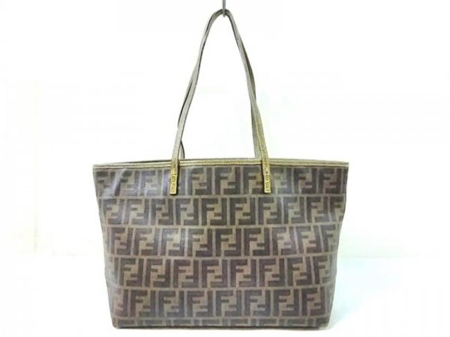 Fendi Monogram Ff Zucca Roll Shopper 239757 Brown X Yellow Coated Canvas Tote 