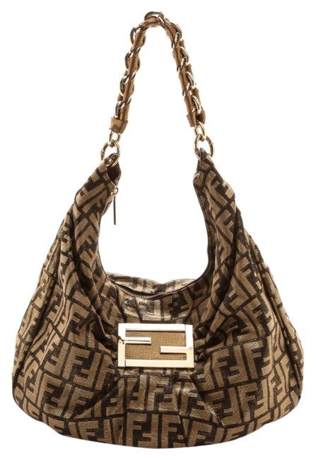 Fendi Monogram Gold &amp; Black Textile Shoulder Bag 