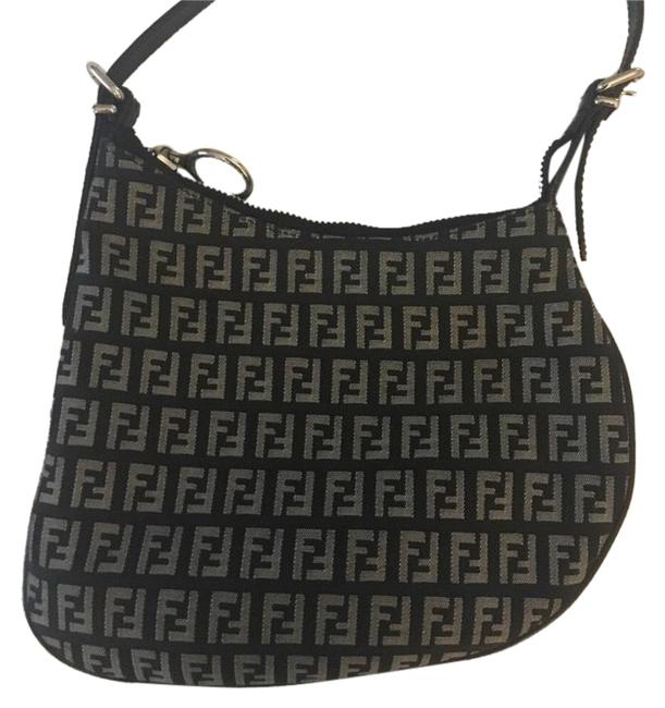 Fendi Monogram Oyster Black and Gray Shoulder Bag 