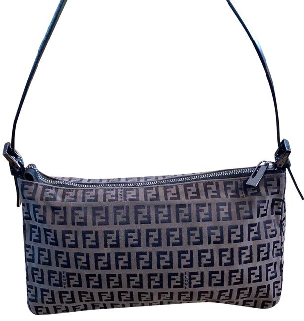 Fendi Monogram Purse Brown Black Canvas Baguette 