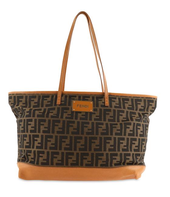 Fendi Monogram Roll Cloth Brown Canvas Tote 