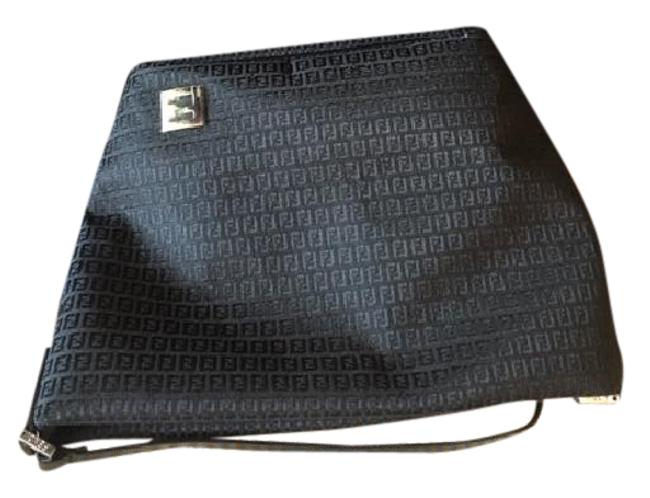 Fendi Monogram SmallMedium Black Fabric Shoulder Bag 