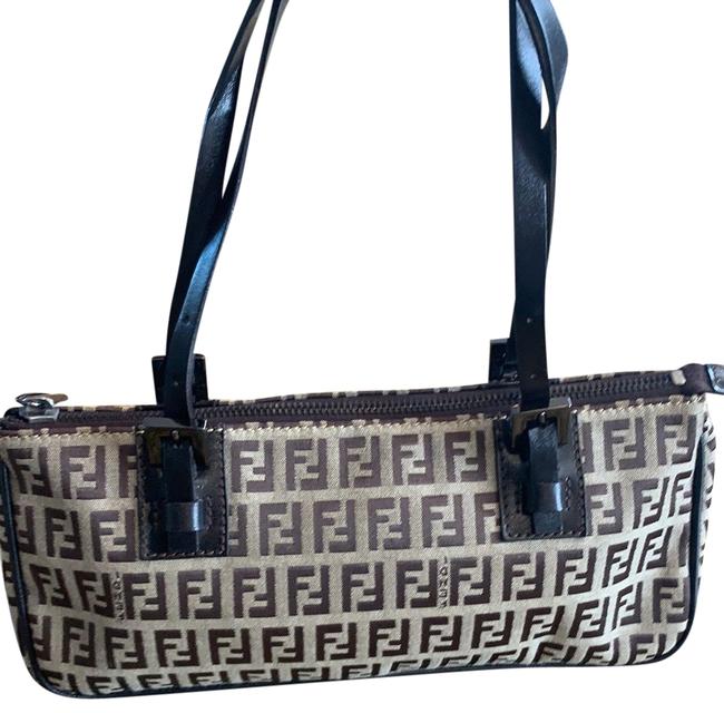 Fendi Monogram TanBrown Canvas Baguette 