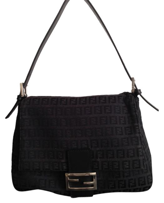 Fendi Monogram Zho U Lier Black Canvass Shoulder Bag 