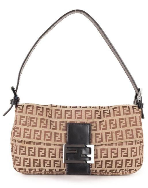 Fendi Monogram 'zucca' Handle Brown Canvas Shoulder Bag 