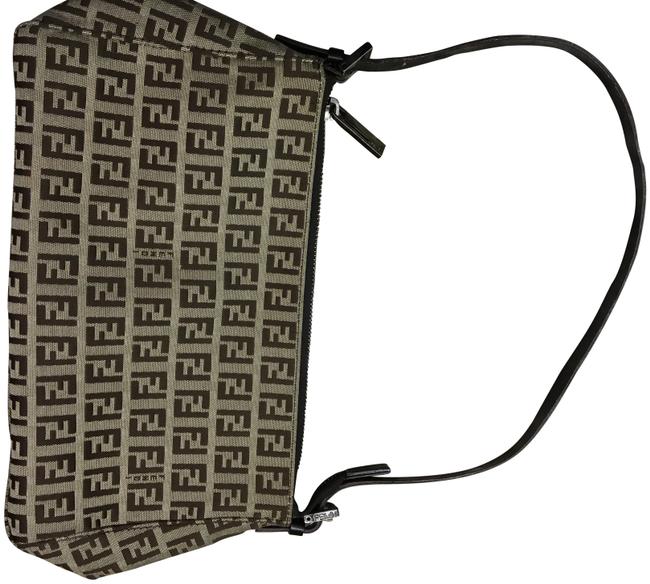 Fendi Monogram Zuccino Brown and Beige Canvas Leather Shoulder Bag 