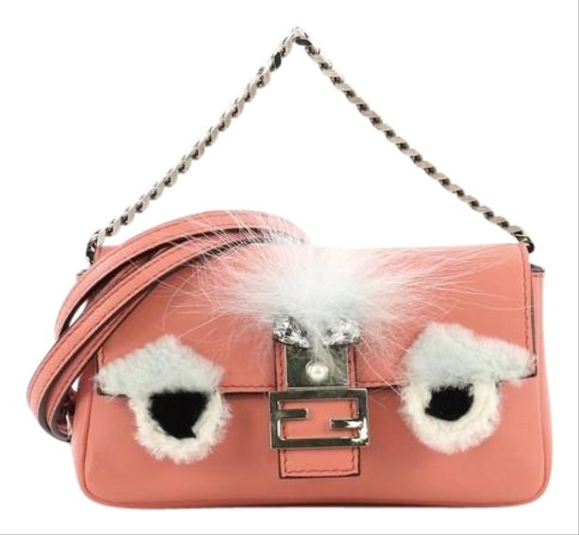 Fendi Monster and Fur Micro Pink Leather Baguette 