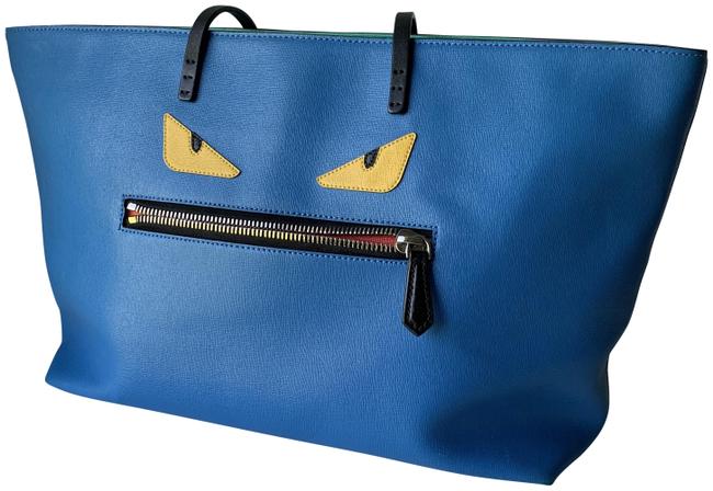 Fendi Monster Blue Leather Tote 