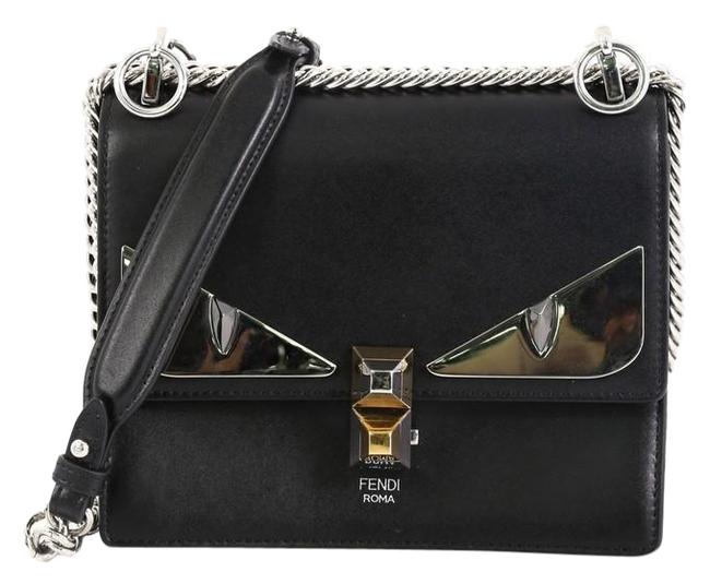 Fendi Monster Kan Small Black Leather Shoulder Bag 