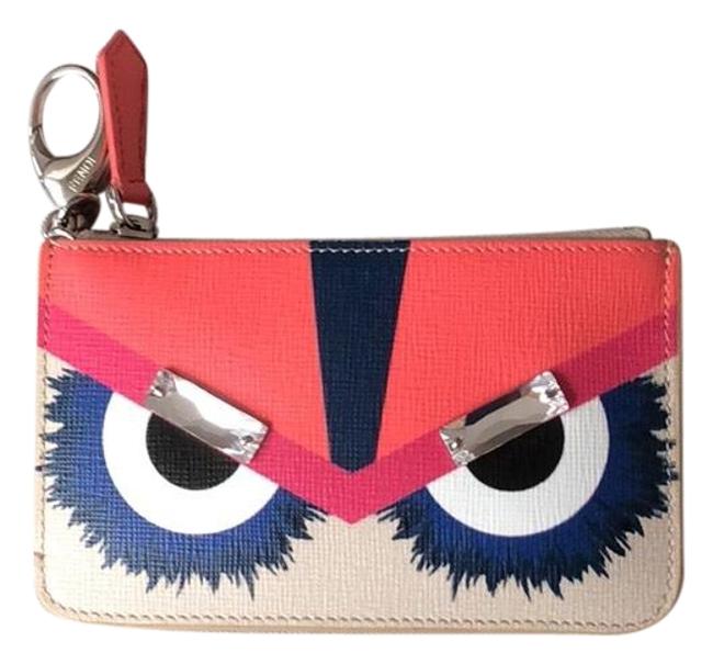 Fendi Monster Key Ring Pouch Multicolor Leather Wristlet 