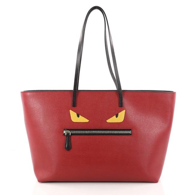 Fendi Monster Medium Red Leather Tote 