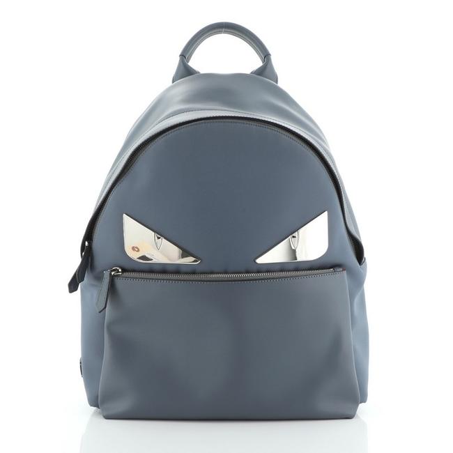 Fendi Monster Nylon with Large Blue Leather Backpack 