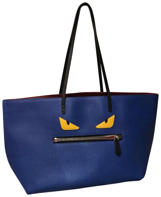 Fendi Monster Roll Blue Leather Tote 