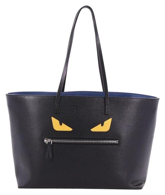 Fendi Monster Roll Medium Black Leather Tote 