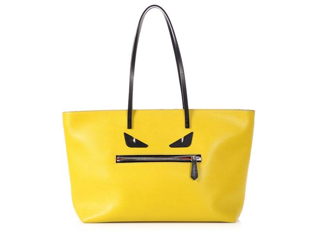Fendi Monster Roll Yellow Leather Tote 