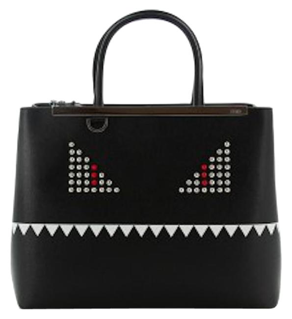 Fendi Monster Shopper 2 Jours Studded Black Leather Tote 