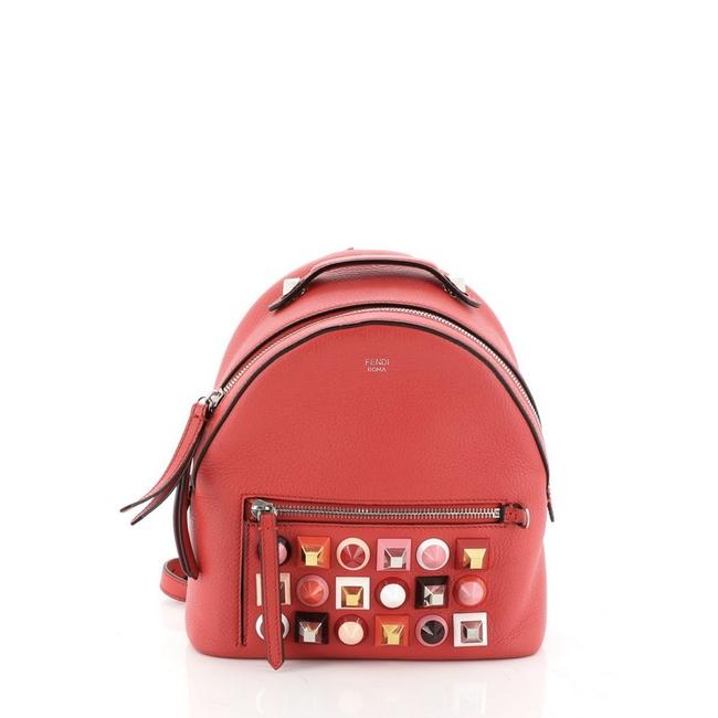 Fendi Monster Studded Mini Red Leather Backpack 