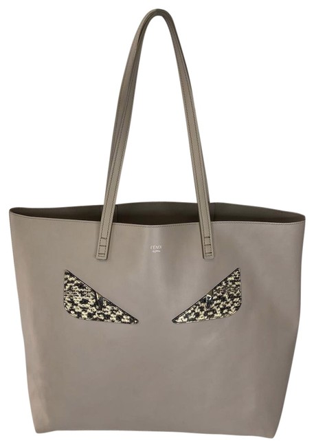 Fendi Monster with Snakeskin Grey Leather Tote 