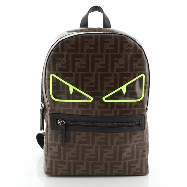 Fendi Monster Zucca Coated Medium Brown Canvas Backpack 