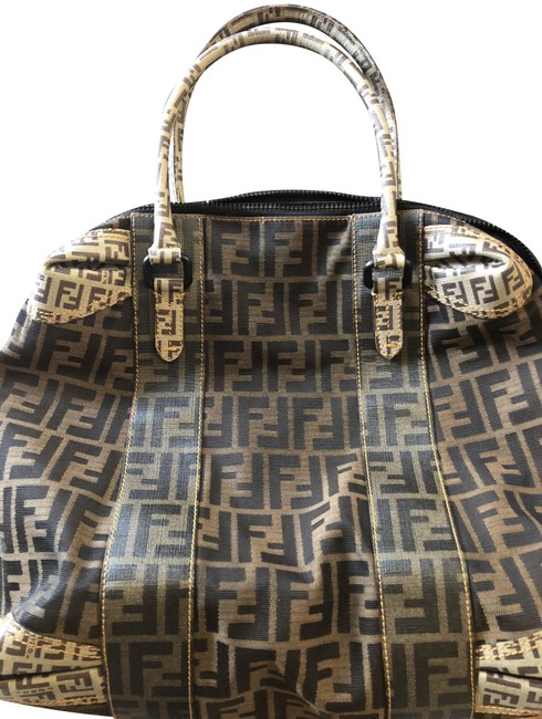 Fendi Multi Pattern Zucca Monogram Brown Canvas Tote 
