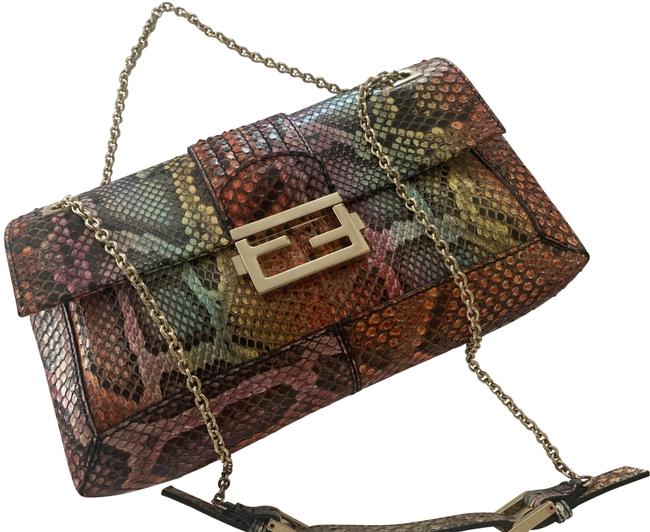 Fendi Multicolor Rainbow Python Skin Leather Baguette 