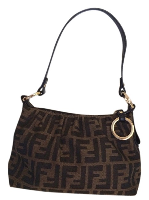 Fendi New Zucca Mini Handbag BrownBlack Nylon Leather Shoulder Bag 