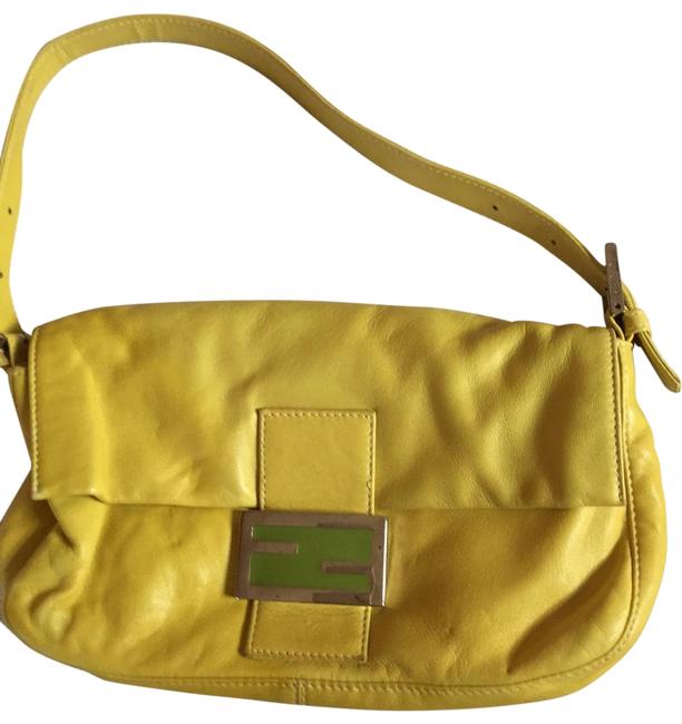 Fendi No Lemon Yellow Leather Baguette 