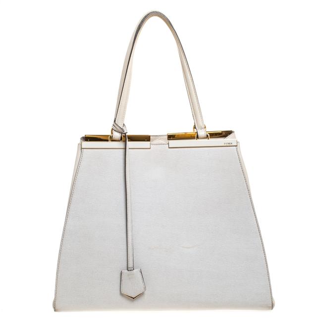 Fendi Off Large 3jours White Leather Tote 