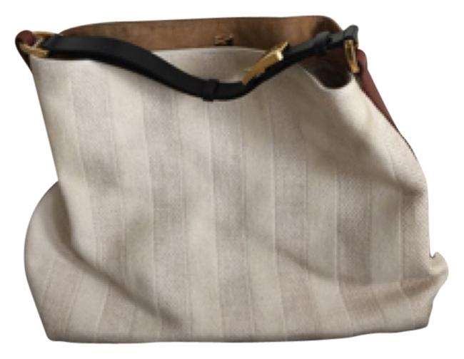 Fendi Off White Fabric Shoulder Bag 