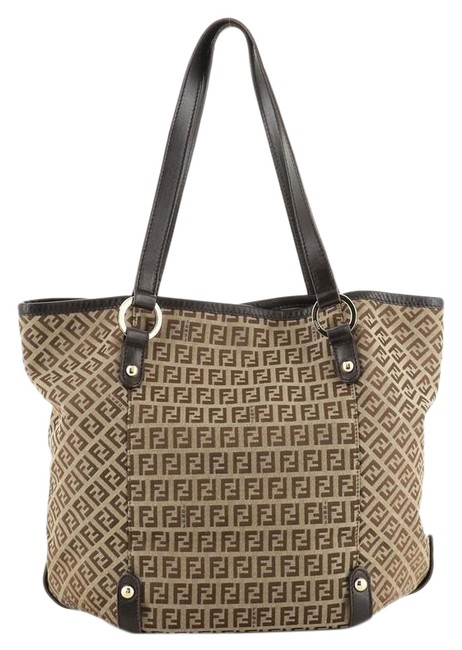 Fendi Open Vintage Zucchino Large Brown Canvas Tote 