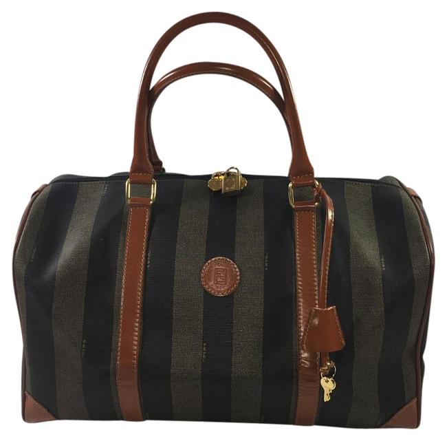 Fendi Overnight Brown Leather and Canvas WeekendTravel Bag 