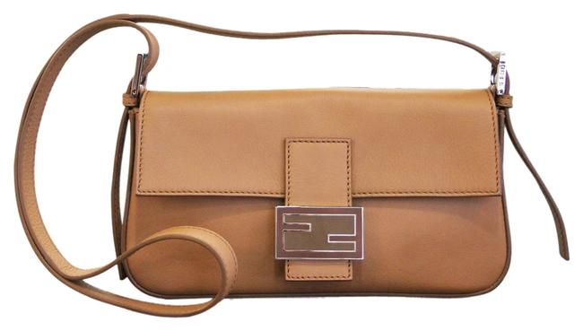 Fendi Clutch Palladium Cross Body Barley Leather Baguette 