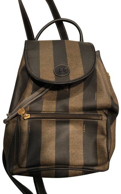 Fendi Pattern Canvas and Leather Trim Backpack 