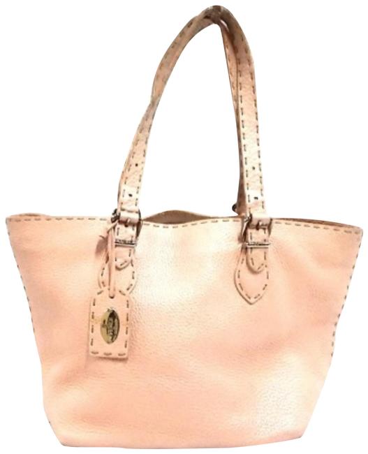 Fendi Pearl Selleria 239787 Pink Leather Tote 