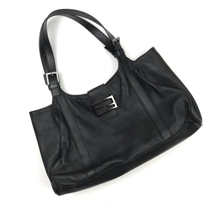 Fendi Pebbled Black Leather Shoulder Bag 