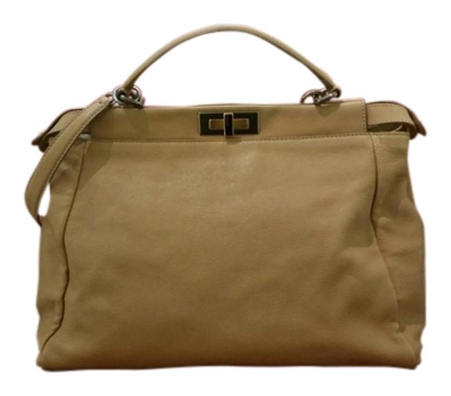 Fendi Peekaboo Beige Goat Skin Shoulder Bag 