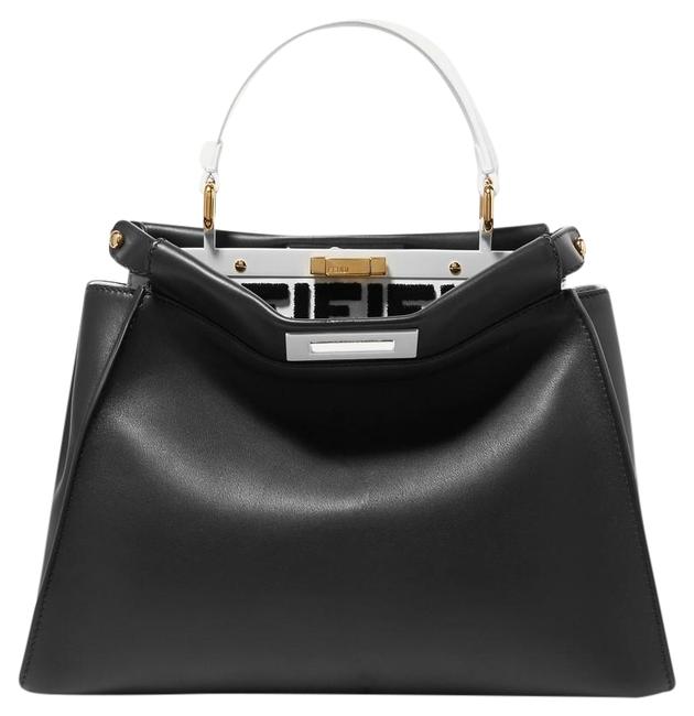 Fendi Peekaboo Black Calfskin Leather Tote 