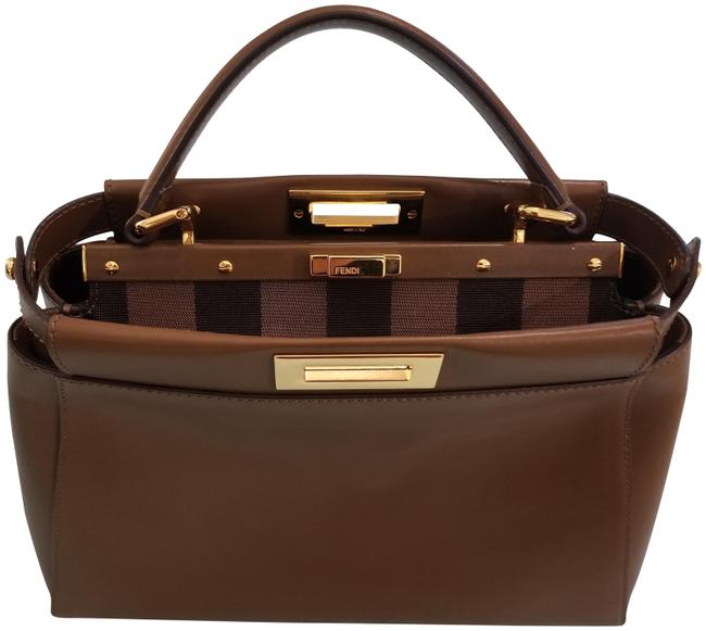 Fendi Peekaboo Brown Leather Tote 